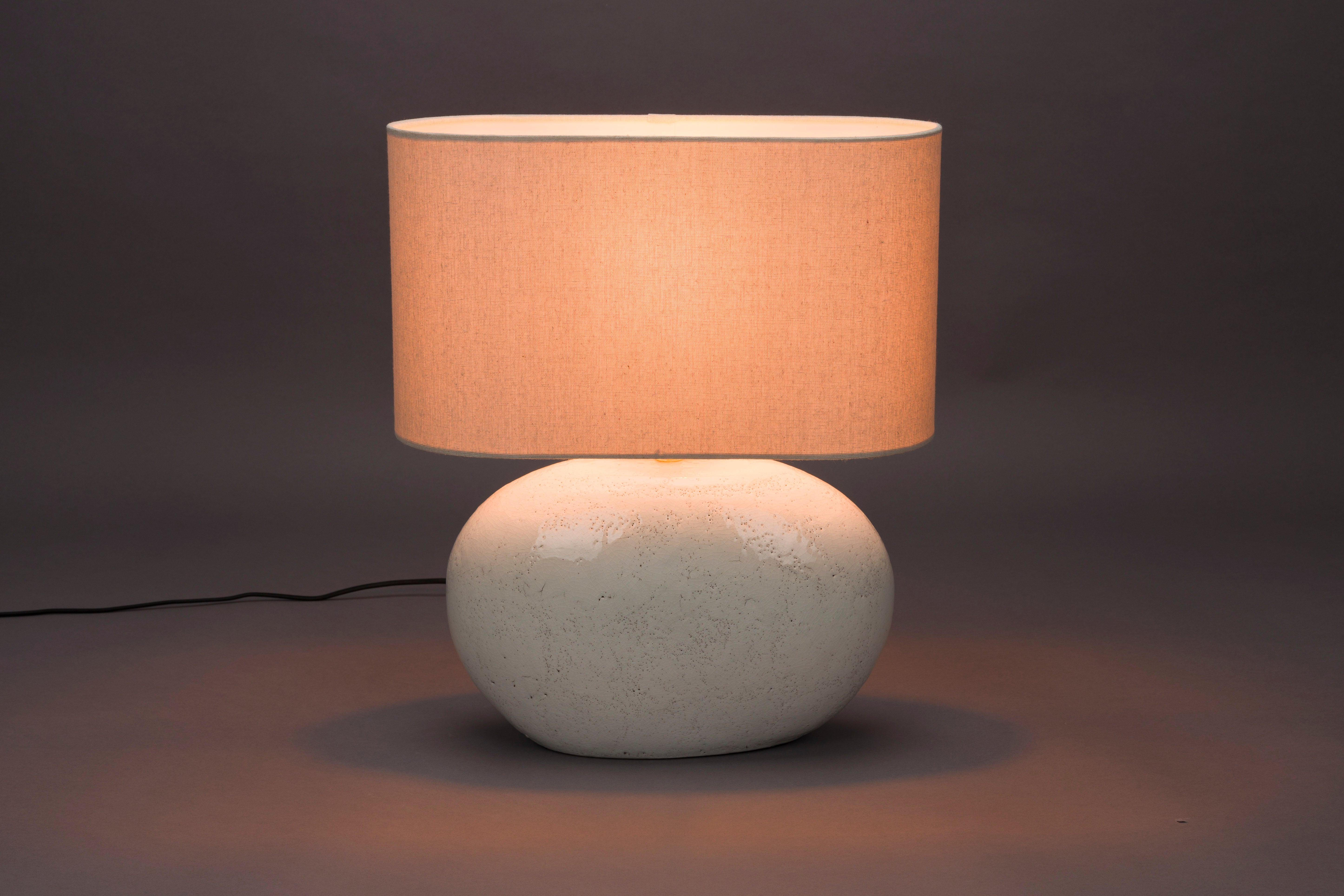 Dutchbone Hailey Gloss White Ceramic Oval Table Lamp